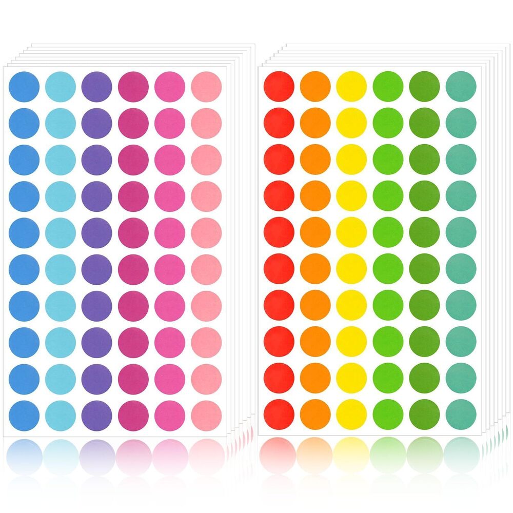 4196 3360PCS Colored Dot Stickers Round Coding Labels, 12 Color Polka